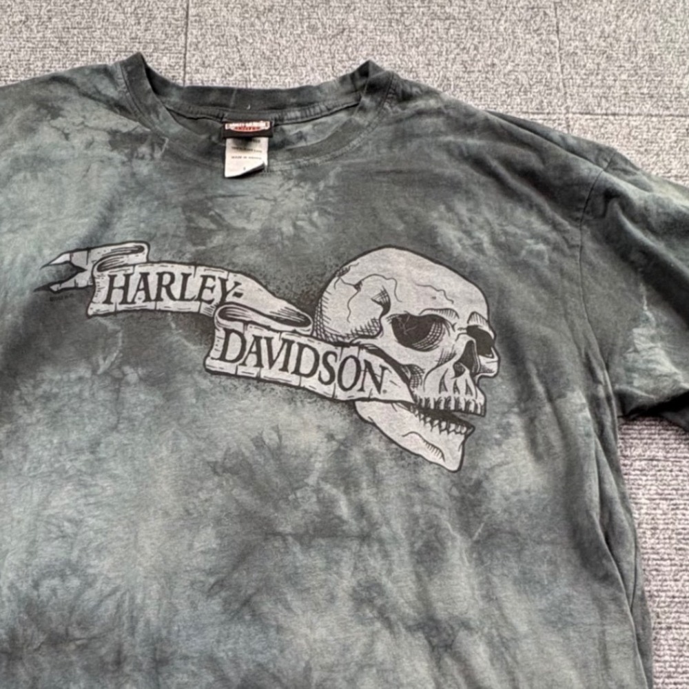 Harley Davidson Skull Graphic Tie Dye T-Shirt Mens Large Manns H-D Columbus IN
